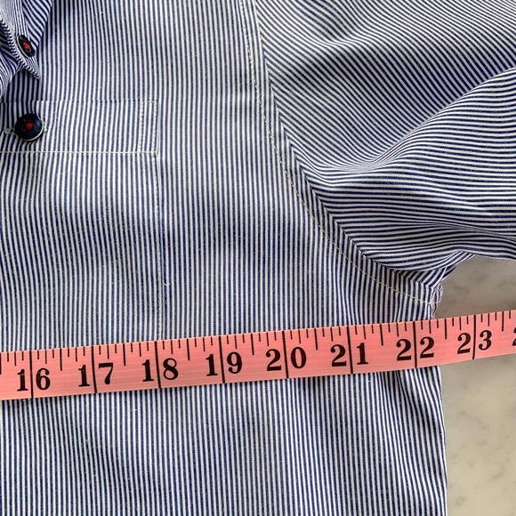 Point Zero thin blue + white stripe short sleeve shirt, slim fit Size L - Picture 6 of 7